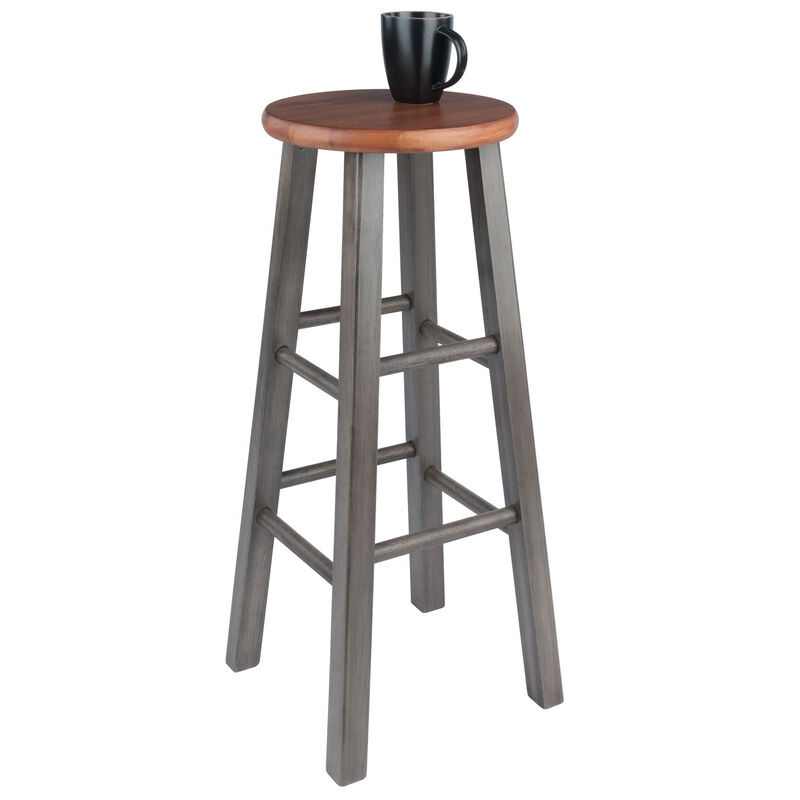 Winsome Ivy Bar Stool 29", Rustic Teak / Gray Finish
