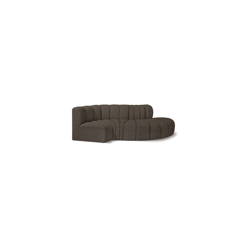 Meridian Furniture Arc Brown Boucle Fabric Modular Sofa