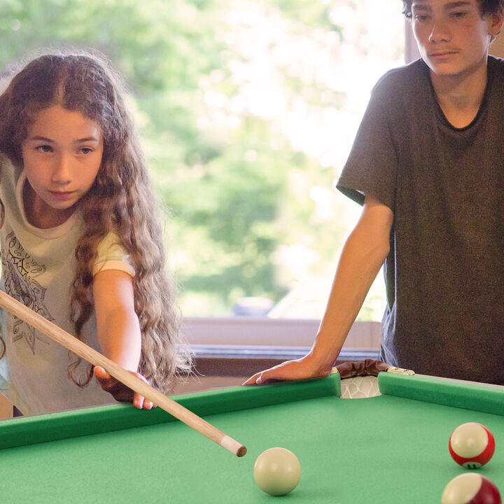 47-Inch Folding Billiard Table with Cues, Brush, and Chalk for Easy Storage