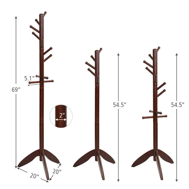 Wooden Free Standing Coat Rack -Walnut