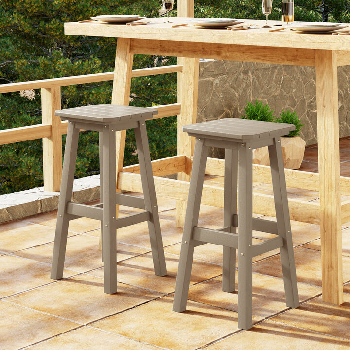 WestinTrends 29" HDPE Outdoor Patio Square Bar Stools (Set of 2)