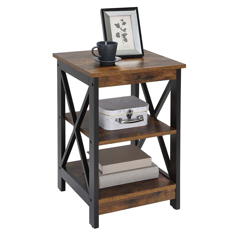 Convenience Concepts Oxford End Table with Shelves, Barnwood/Black