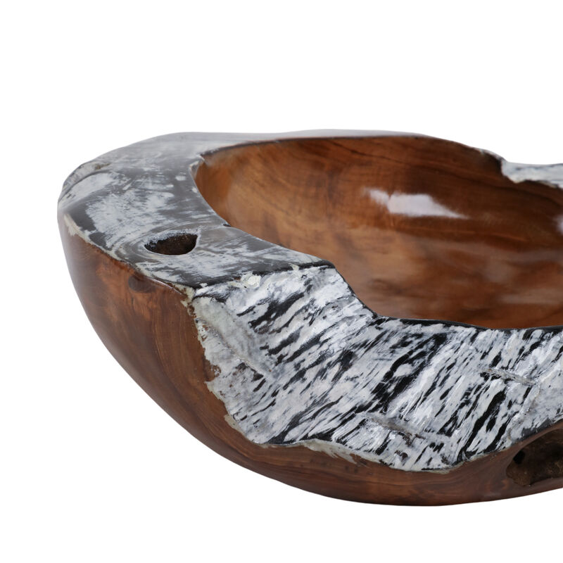 12" Teakwood Bowl W/burnt Edges, Dark Natural image number 4