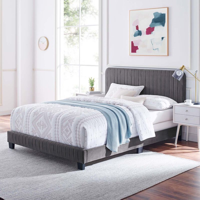 Celine Channel Tufted Performance Velvet King Bed image number 5