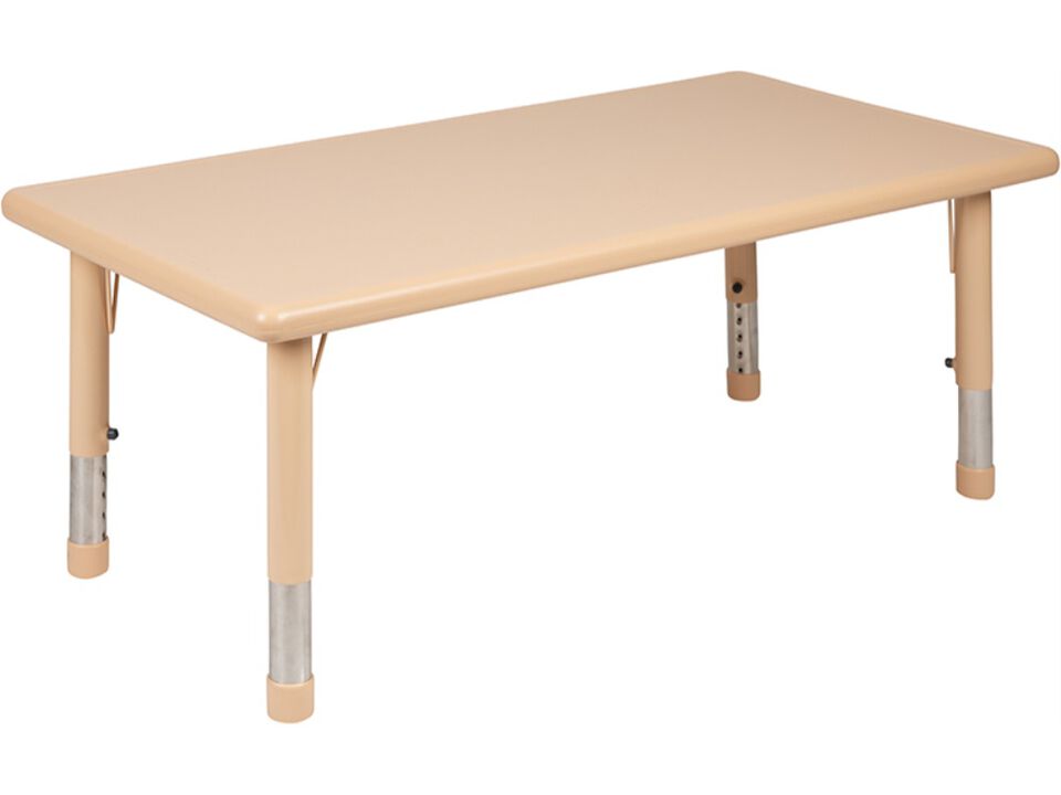 24"W x 48"L Rectangular Natural Plastic Height Adjustable Activity Table