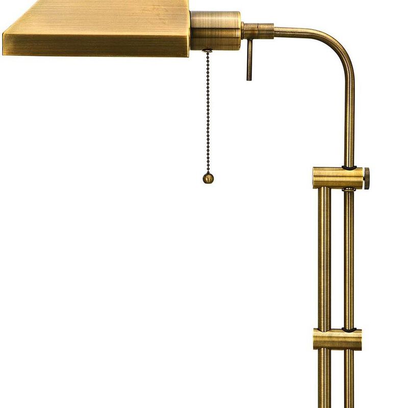 Hivvago 26" Bronze Metal Adjustable Table Lamp With Antiqued Brass Rectangular Shade