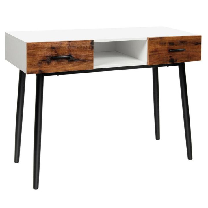 Hivvago 42 Inch Industrial Console Table with 2 Drawers for Entryway Hallway