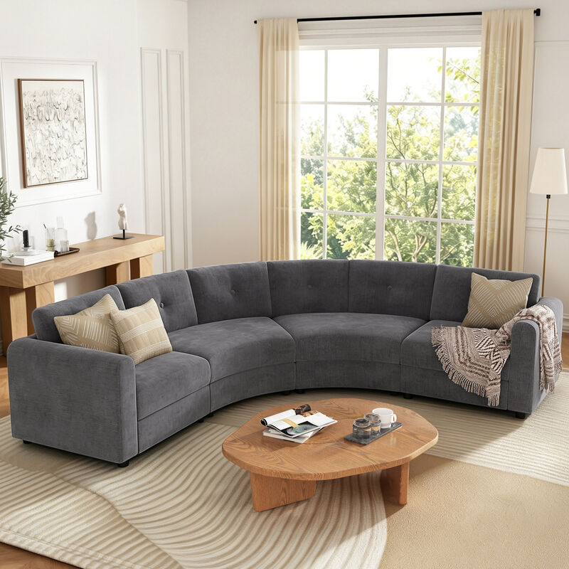 Merax Curved Modular Sectional Sofa with Customizable Layout, High-Resilience Foam & Pocket Spring Seats image number 1