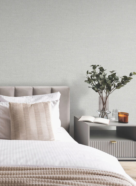 Highland Tweed Grey Faux Fabric Wallpaper