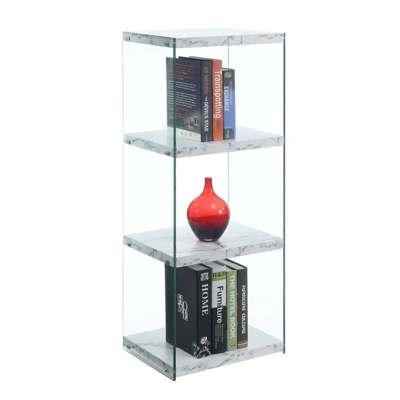 Convenience Concepts SoHo 4 Tier Tower Bookcase, White Faux Marble