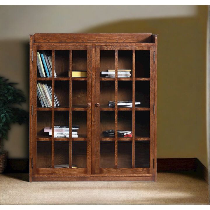 Crafters and Weavers Mission Oak 2 Door Bookcase with Glass Doors