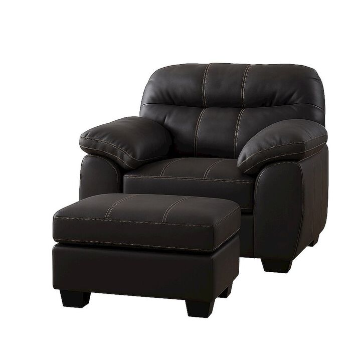 American Furniture Classics Vegan Leather Armchair with Matching Ottoman