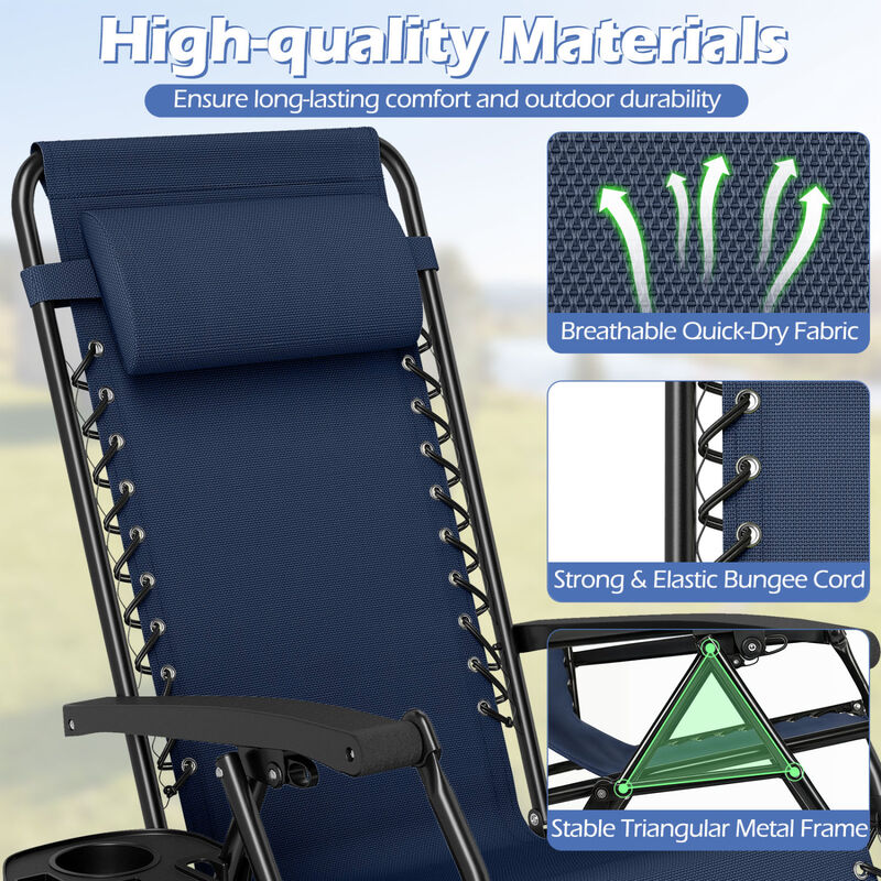 Outdoor Zero Gravity Chairs with Cup Holder and Adjustable Back image number 4