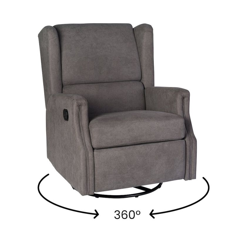 Flash Furniture Wingback Manual Reclining Glider Swivel Chair, Dark Gray image number 8