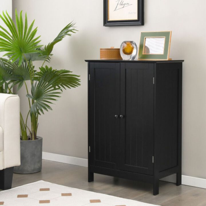 2-Door Freee-Standing Cabinet with Shelf-Black