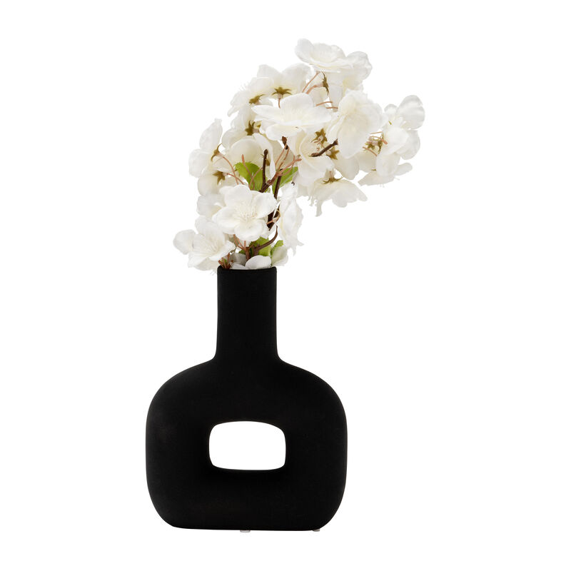 8" Black Dolomite Cut-Out Vase