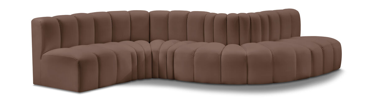Meridian Furniture Arc Brown Vegan Leather Modular Sofa