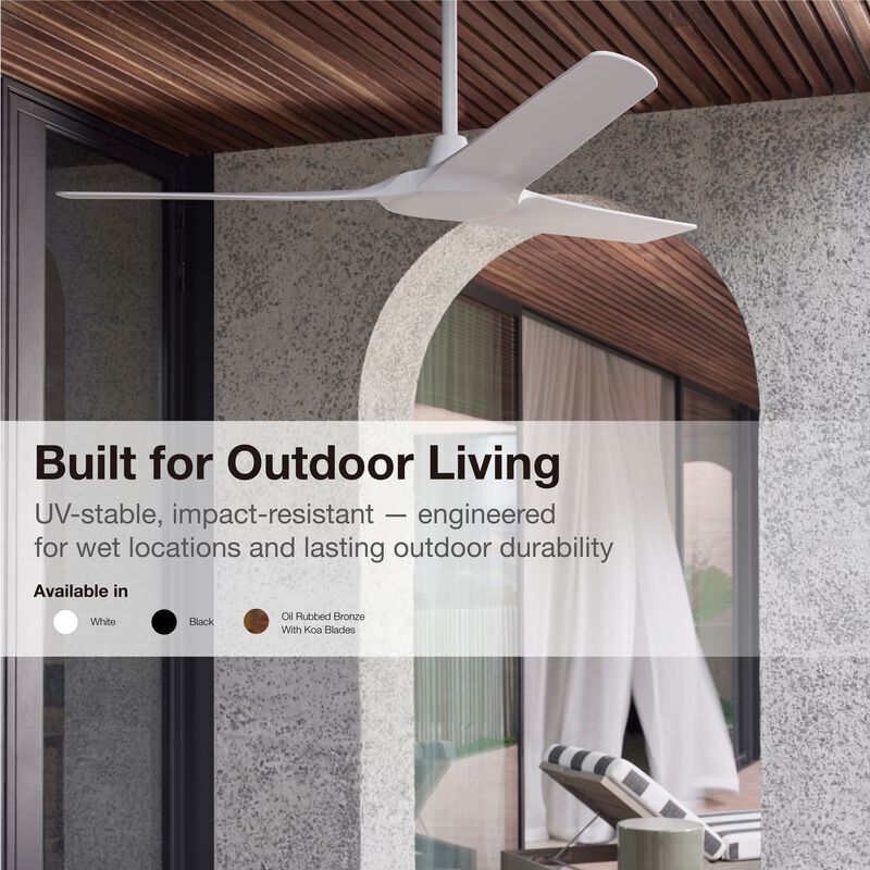 Lucci Air Abyss 56" Outdoor Ceiling Fan with Remote, IP66 Wet Rated Modern White Ceiling Fan with Remote Control, Energy Efficient DC Motor image number 5