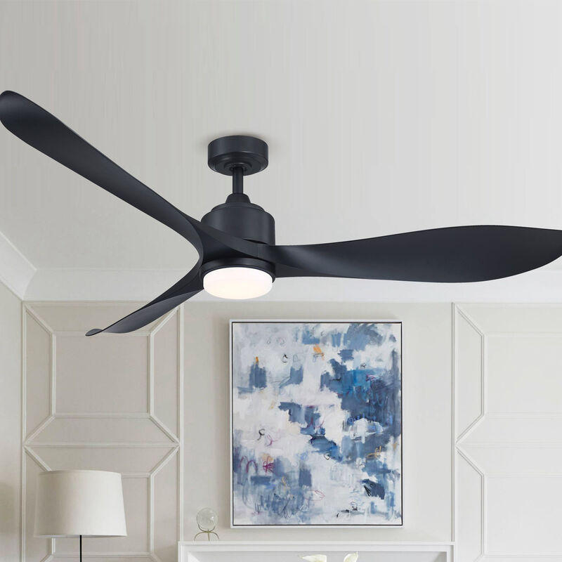 66 in. Modern Integrated LED Black Propeller Ceiling Fan with Light and Remote