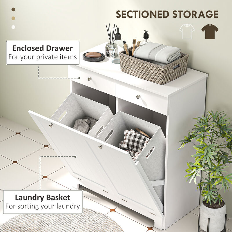 Hivvago Double Laundry Hamper Cabinet with 2 Drawers image number 3