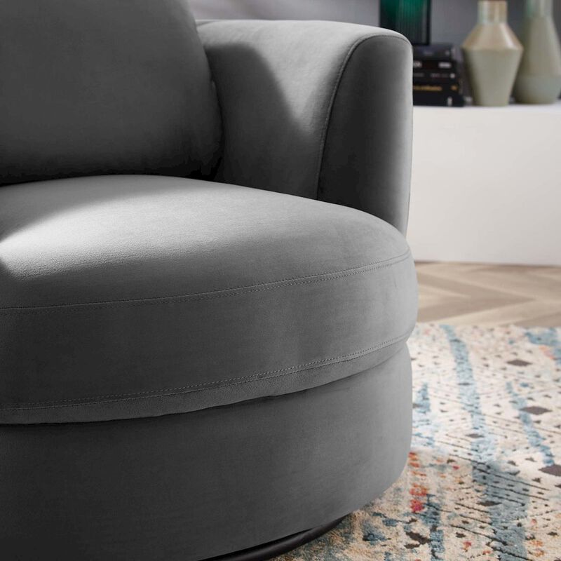 Pirouette Performance Velvet Swivel Armchair image number 7