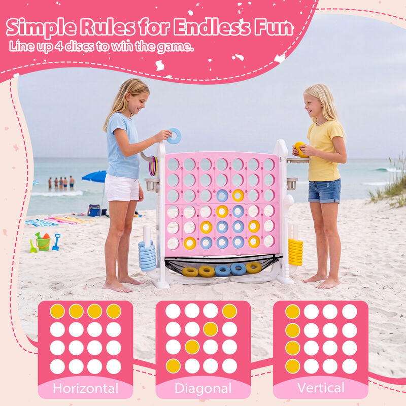 Portable 4 in 1 Row Connect Game with Mesh Net and Adjustable Height image number 7