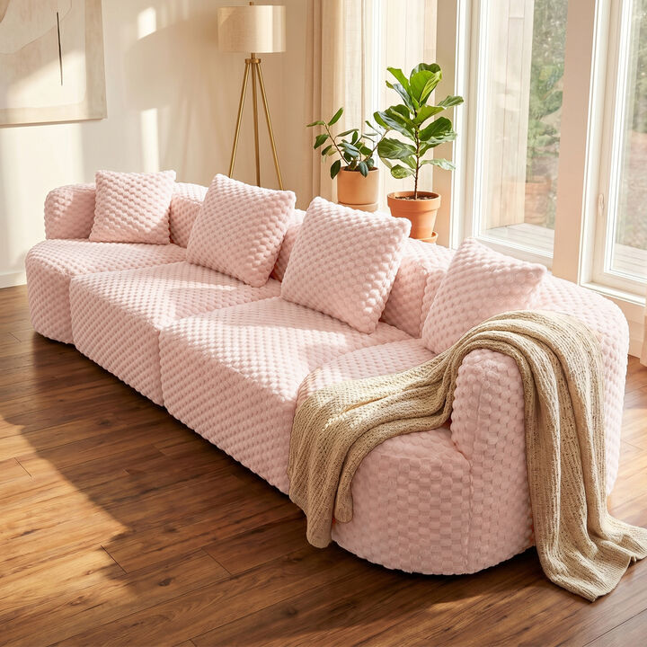 Merax Modular Sofa with Deep Seating & Bubble Velvet Upholstery &ndash; Freely Configurable Sections