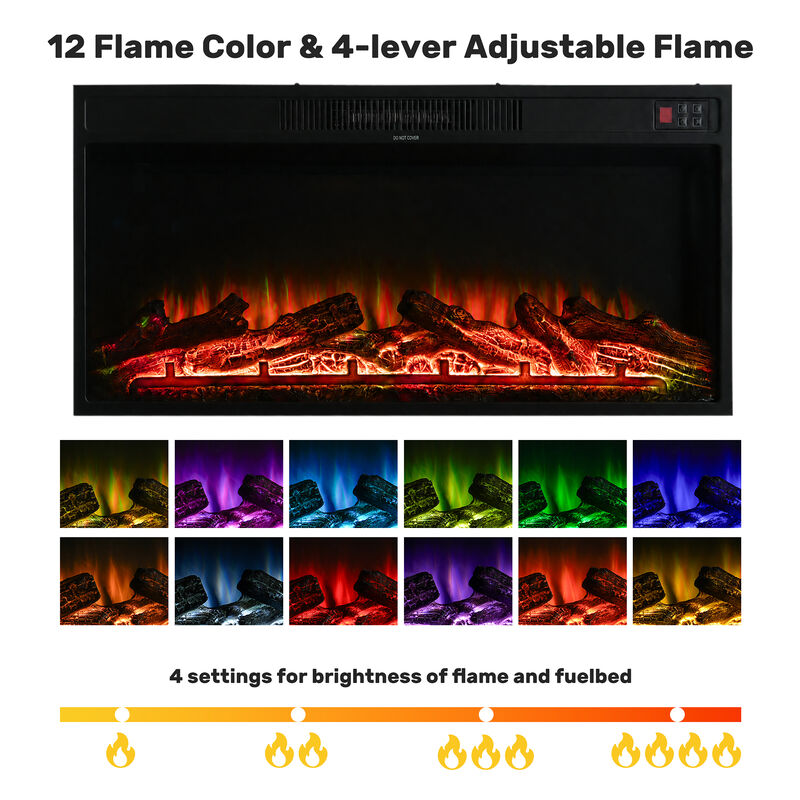 Mondawe 36-Inch Recessed Linear Electric Fireplace, ETL Certified, 750W/1500W Heat, Remote & Timer image number 4