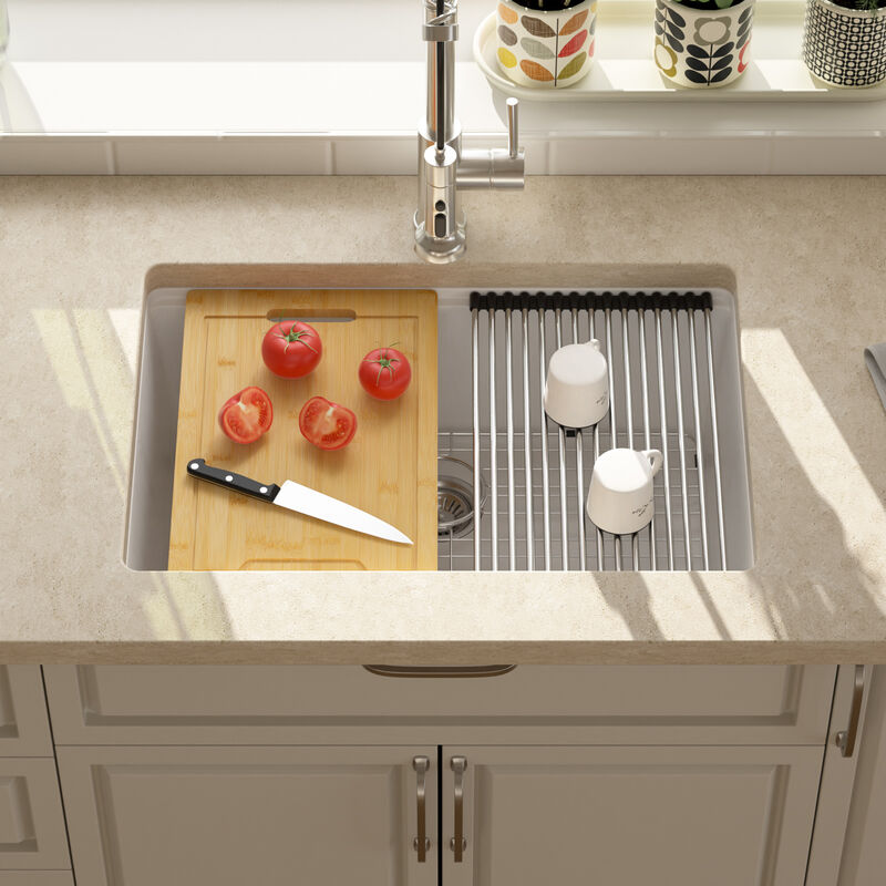 28x19x10 Inch White Granite Composite Undermount kitchen Sink Single Bowl Quartz Workstation kitchen Sink