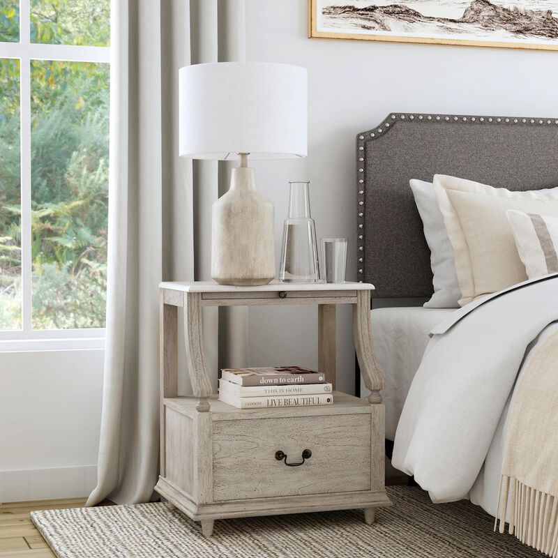 Butler Specialty Mabel Marble 1 drawer Nightstand, Gray