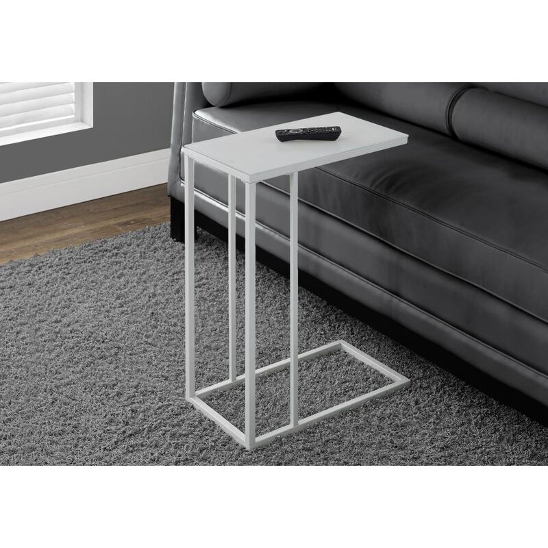 Contemporary Tempered Glass Accent Table – Sleek Metal Side Table for Living Room or Office