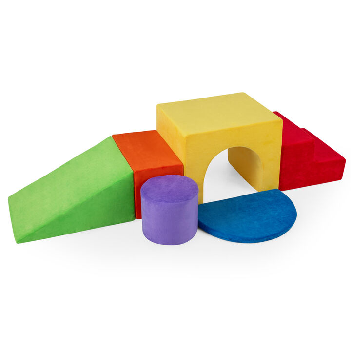 6 Piece Toddler Foam Climbing Set with Slide, Tunnel and Play Blocks