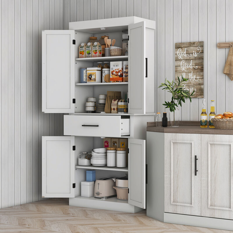 Hivvago Pantry Cabinet with Barn Doors and Adjustable Shelves image number 1