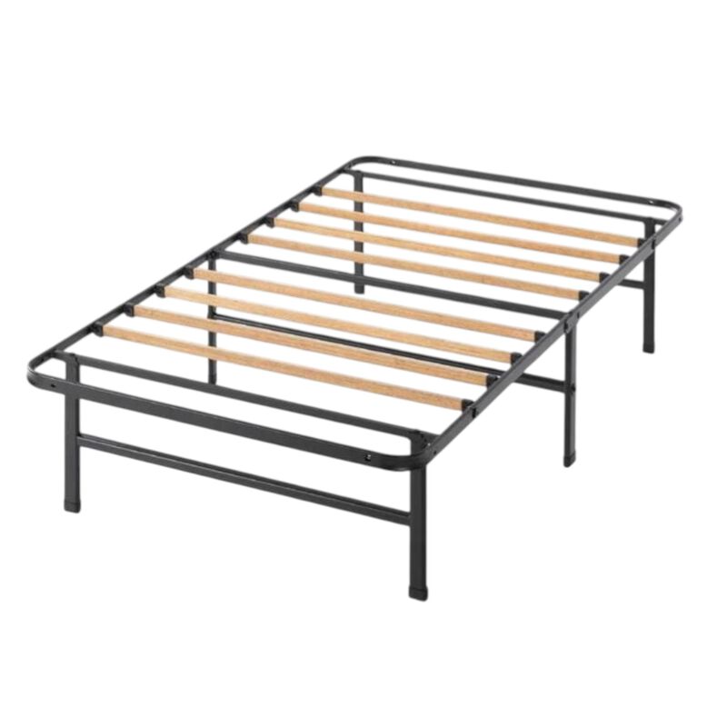 Hivvago Twin XL size Metal Bed Frame with Bamboo Wood Slats