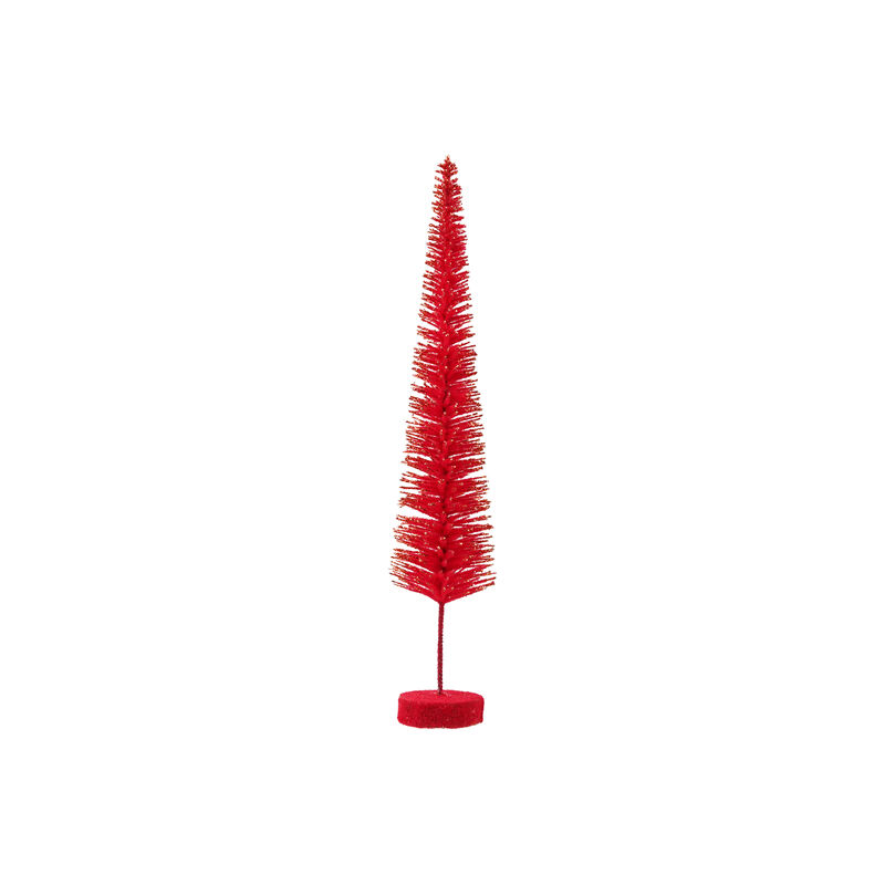 Red and Gold Flocked Bottle Brush Tree with Glitter Finish image number 0