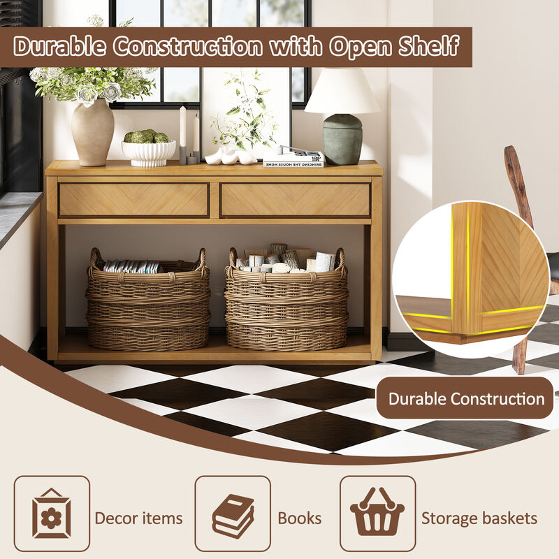 Merax Rustic Wooden Entryway Console Table with Storage Drawers
