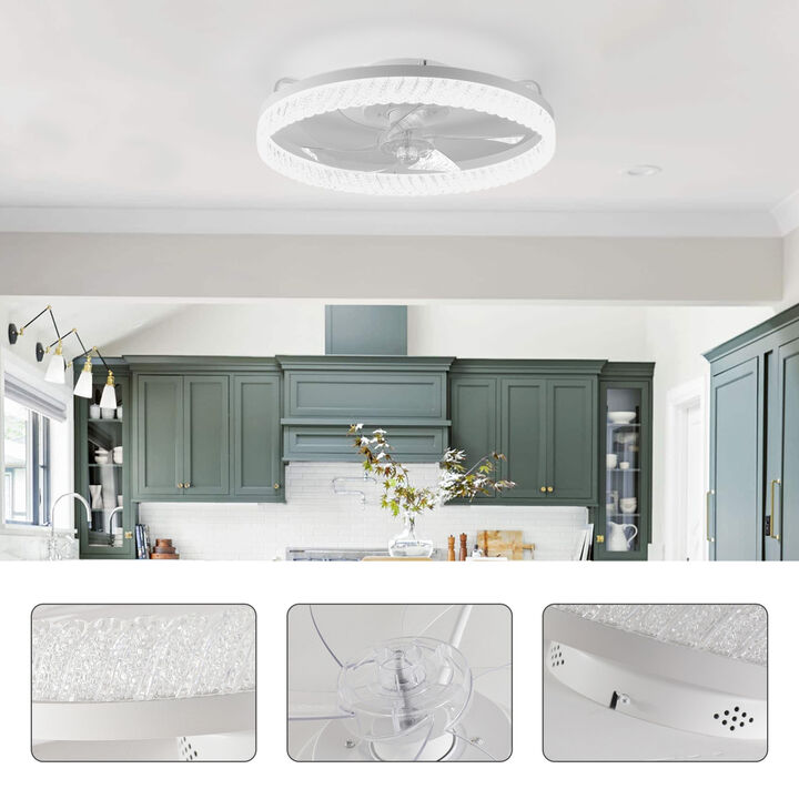 ELEMENT ACE 19 Inch Reversible DC Motor Ceiling Fan with Dimmable LED Light, Remote & App Control, 7 Blades, Quiet Operation for Bedroom, Kitchen, Home Office