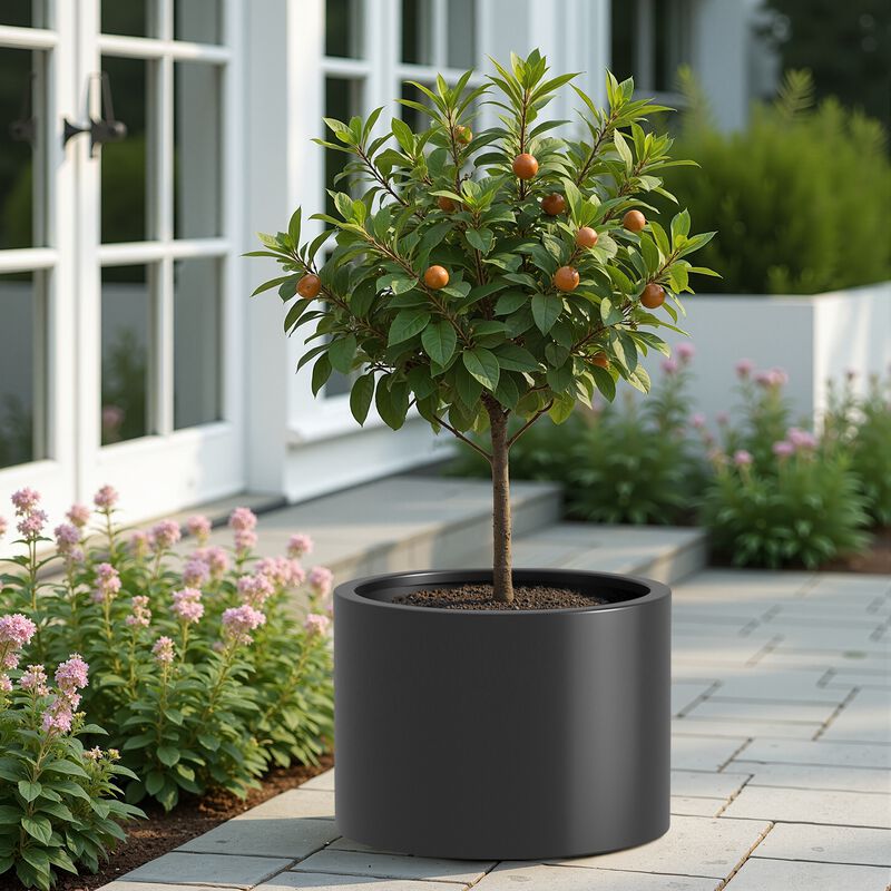 Heavy Duty Corten Steel Round Raised Garden Bed Kit, Black Metal Planter Box