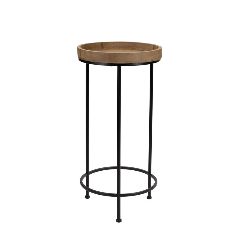 Hivvago Set of Three 29 Inch Black And Brown Round End Tables