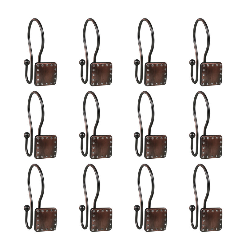 Metal Double Shower Curtain Hooks, Set of 12 image number 4