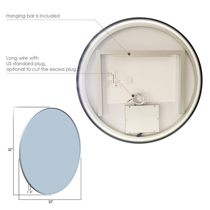 Altair Framed in Matt Black Modern Bathroom/Vanity LED Lighted Wall Mirror