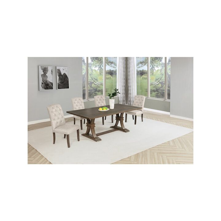 Best Quality Furniture 5 Piece Traditional Dining With Beige Dining Chairs