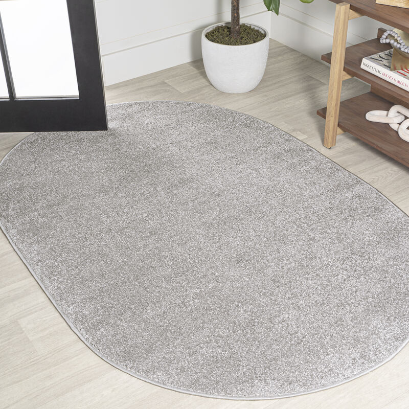 Haze Solid Low Pile Oval Area Rug