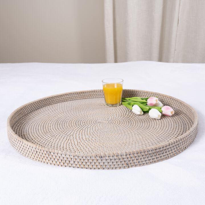 Saboga Home&trade; Round Serving / Ottoman Tray