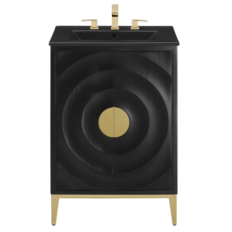 Modway Beau 24 Inch Wood Bathroom Vanity Cabinet in Black Black image number 7
