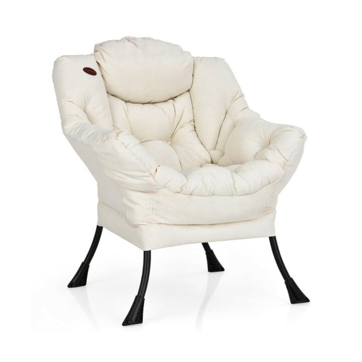 Hivago Modern Polyester Fabric Lazy Chair with Steel Frame and Side Pocket