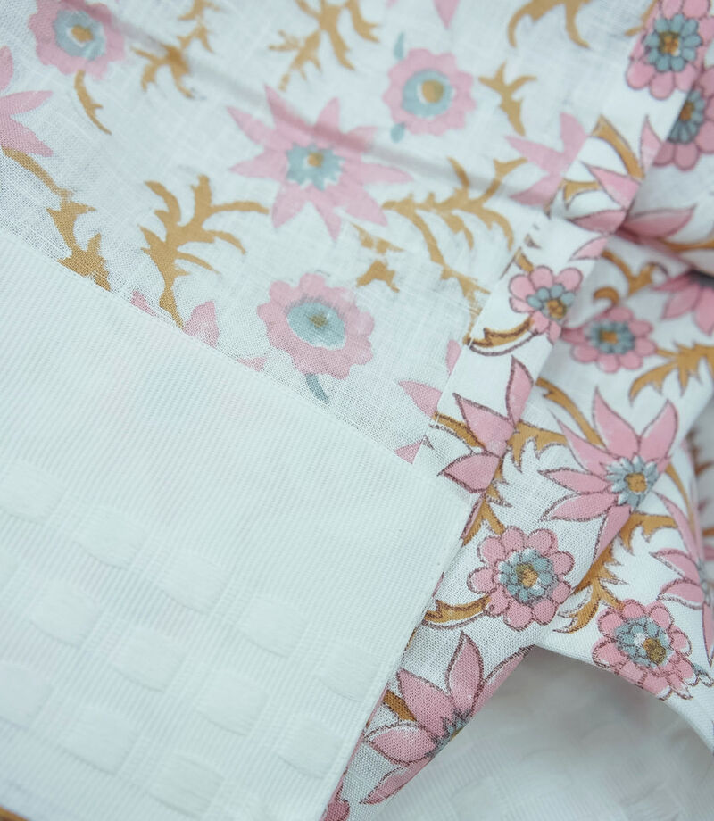 Fabdivine 42x54 Inch Floral Block Print Curtain Lightweight Linen Fabric for Elegant Home D&eacute;cor, Saanjh image number 3