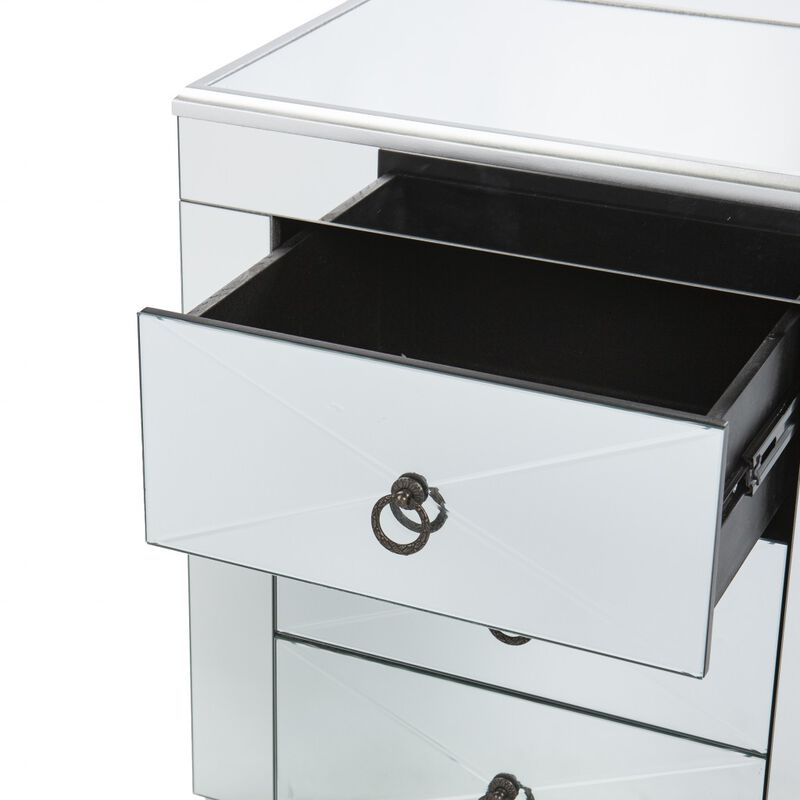 Hivvago 26 Inch  Silver End Table With Three Drawers