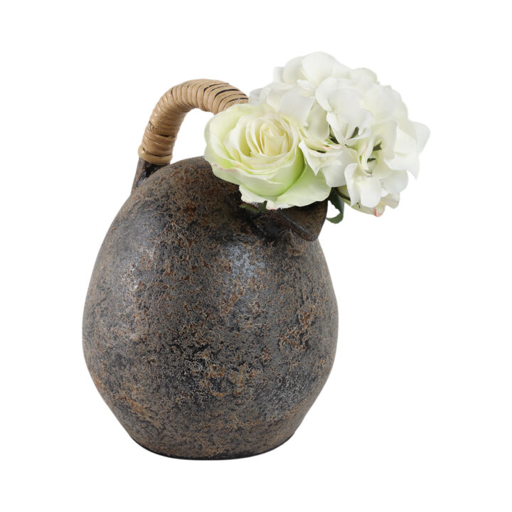 12" Terracotta Jug Vase, Gray