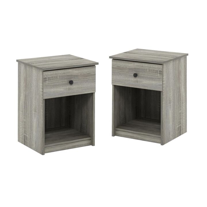 Furinno 219153GYW Lucca Nightstand, 2-Pack, French Oak Grey